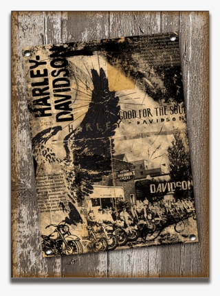 Harley-davidson® Vintage Ad Collage Sign - Harley-davidson Bike Shop Flyer Wooden Sign | Small #5764253