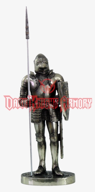Medieval Knight Spearman With Shield Statue - 7 Inch Armored Medieval Knight With Spear #5765854