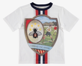 Picture Of Rugby & Bumble Bee Crest Print T-shirt Ivory - Toddlers Gucci T Shirt #5772106