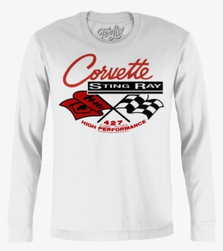 Corvette Stingray Long Sleeve Tee - Vintage Metal Art 'corvette' Decorative Tin Sign (white) #5772199
