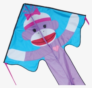46" Girly Sock Monkey Easy Flyer Kite - Premier Girly Sock Monkey Large Easy Flyer Kite #5776007