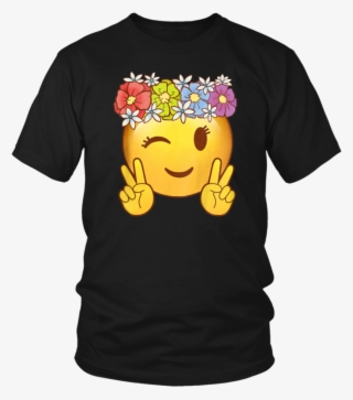 Smiley Hippie Flower Power Crown Peace Emoji Shirt - Shirt #5793753