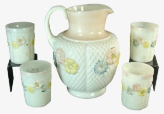 Consolidated Glass Cosmos Water Pitcher And Four Glasses - Consolidated Glass Corporation #5799476