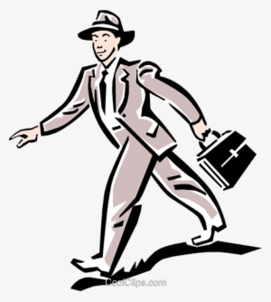 Man Walking To Work Royalty Free Vector Clip Art Illustration - Walking To Work Cartoon #580164