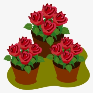 Garden Roses Flowerpot Floral Design - Roses In A Pot Clipart #583949
