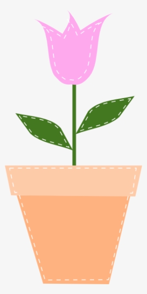 Vector Black And White Pink Tulip Clip Art At Clker - Pink Flower Pot Clipart #584387