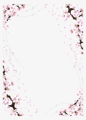 Sakura Blossom Clipart Border Design - Cherry Blossoms Border Design #587293