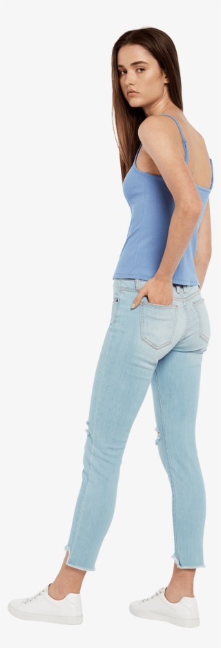 Rib Crop Cami In Colour Blue Bonnet - Photo Shoot #5806161