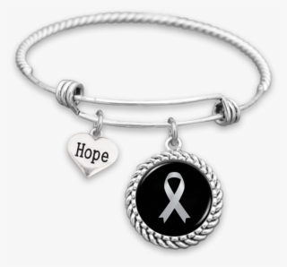 Lung Cancer Awareness Ribbon Hope Charm Bracelet - Above All To Thine Own Self #5809418