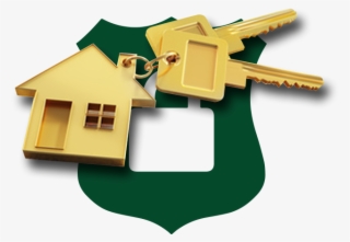 Golden Keys And House Keyring On Shield And Lock Icon - House #5810874