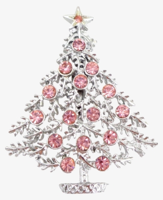 Vintage Pink Rhinestone Christmas Tree Signed - Pink Christmas Tree Png #5813995
