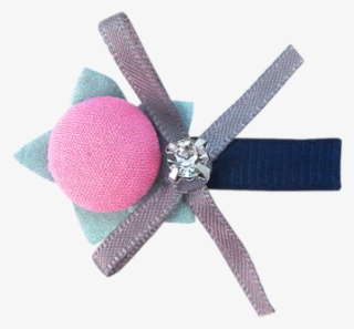 Ribbon Diamond Pet Hair Clip Pink&grey A084 - Opawz #5815792