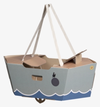 Little Sailor Cardboard Green Boat - Barcos De Carton Como Disfraz #5825720