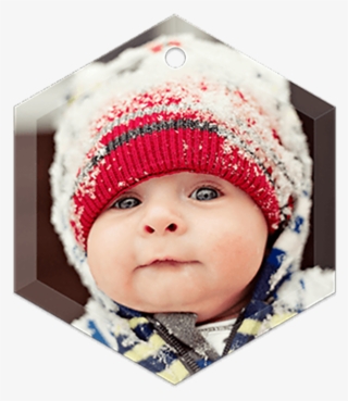 Frosted Glass Hexagon Ornament - Baby Dressing In Winter #5830955