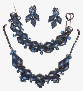 Vintage Juliana Frosted Blue Diamond Shape Parure #5831205