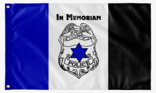 In Memoriam Thin Blue Line Flag - Annin Police Mourning Flag 3ft X 5ft Nylon #5831724