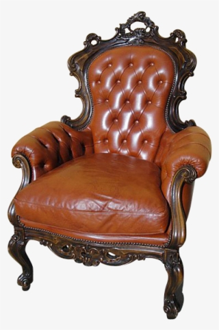Antique Furniture Italian Antique Leather High Back - Wing Chair #5835266