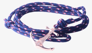 Rose Gold Anchor Blue Nylon Rope - Bangle #5835531
