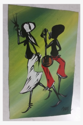 African Young Dancers Miniature Original Painting - Beadwork #5841298 African Young Dancers Miniature Original Painting - Beadwork #5841298