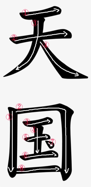 Kanji Writing Order For 天国 - Heaven Japanese Symbol #5842528
