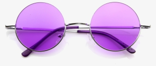 Retro Hippie Fashion Metal Lennon Round Sunglasses - Red Tinted Circle Glasses #5843236