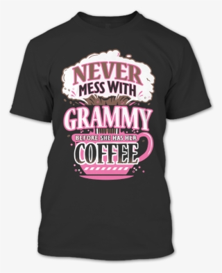 A Black T-shirt With The Shopify Logo - Never Mess With Papa Before He Has His Coffee Basic #5843239