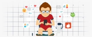 Man Using A Phone On The Toilet - Toilet #5850340