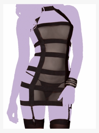 Sexy Straps Sheer Garter Dress Set - Rene Rofe #5851126