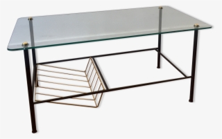 Low Glass Table With Door Magazines 50's - Coffee Table #5855015