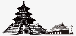 Temple Of Architecture Silhouette - Chinese Buildings Clipart Silhouette #5861220