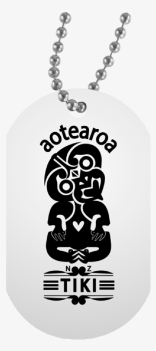 Tiki Black Design White Dog Tag By Jodwattsart - Necklace Chain For Boyfriend #5868723