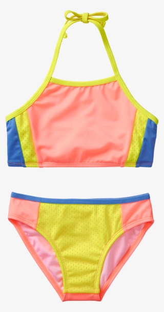 Girl Bright Coral Colorblock 2-piece Swimsuit By Gymboree #5868810