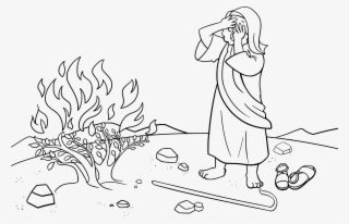 Jpg Transparent Library Clipart Moses And The Burning - Draw Moses Talking To A Burning Bush #5875913