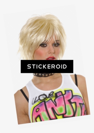 Blonde - Women's 80s Unisex Adult Black Wig - Black #5878535