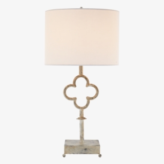 Quatrefoil Table Lamp In Belgian White With Line - Lampshade #5882477