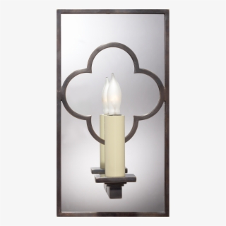 Quatrefoil Rectangle Mirrored Sconce In Bronze #5882860