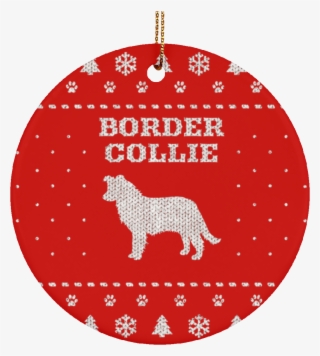 Collie Ceramic Circle Ornament - Christmas Ornament #5888608