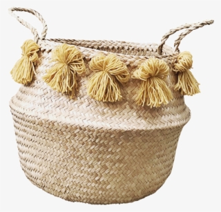 Tassel Dusty Yellow - Benzara Attractive Styled Classy Seagrass Basket #5897455