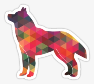Siberian Husky Colorful Geometric Pattern Silhouette - Dog #590338