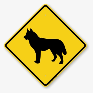 Husky Dog Symbol Crossing Sign - Road Sign With Car #590884
