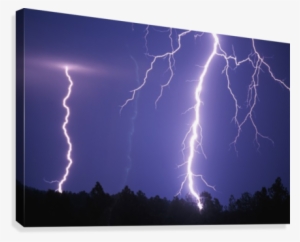 Lightning Bolts In Night Sky Canvas Print - Lightning Sky Art #591469