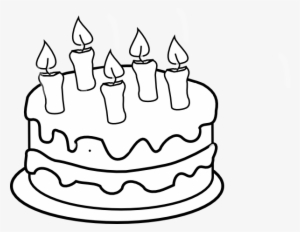 Clip Art Black And White Bday Cake 5 Candles Black - Birthday Cake Coloring Page #591613