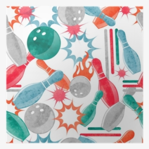 Watercolor Bowling Seamless Pattern - Bowling Ball #592556