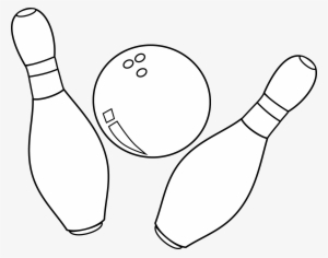 Download Ball And Pins Line Art Free Clip - Bowling White Clipart Png #592612