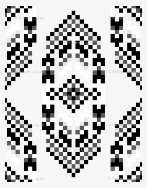 Native American Digital Bead Pattern Black And White - Circle #595760