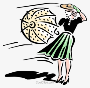 Woman On Windy Day Royalty Free Vector Clip Art Illustration - Wind Clip Art #596093