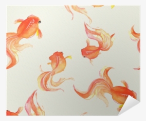 Seamless Background With Hand Drawn Goldfish - Goldfish Watercolor #597248