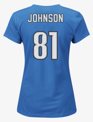 Calvin Johnson Detroit Lions Womens Blue Fair Catch - T-shirt #597946