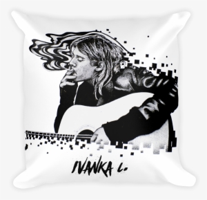Kurt Cobain Smoking Square Print Pillow - Kurt Cobain Print Png #598449