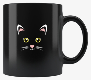 Cute Black Cat Face Mug - Mug #5905754